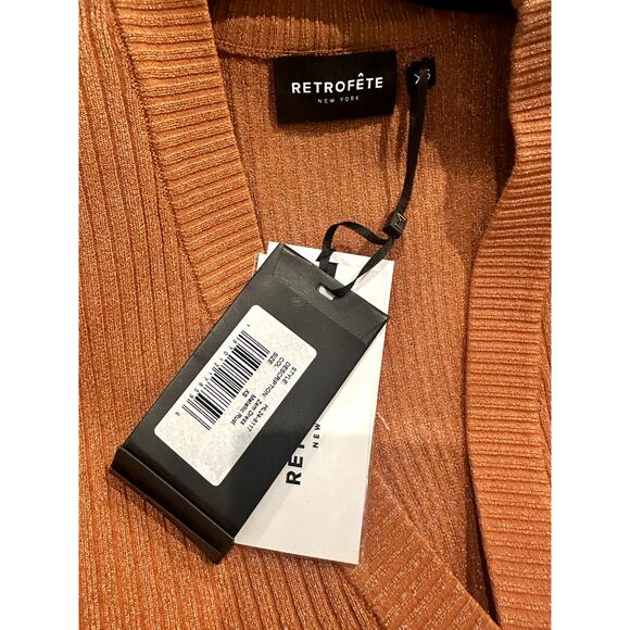 Retrofête – Zem Rib Knit Dress – Metallic Rust – XS - Picture 5 of 10